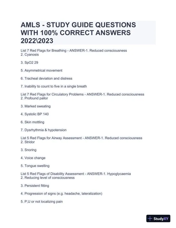 2022-2023 AMLS - Study Guide with Answers (371 Solved Questions) - Page 1 preview image