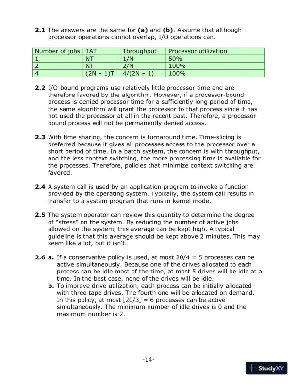 Solution Manual for Operating Systems: Internals and Design Principles, 9th Edition - Page 13 preview image