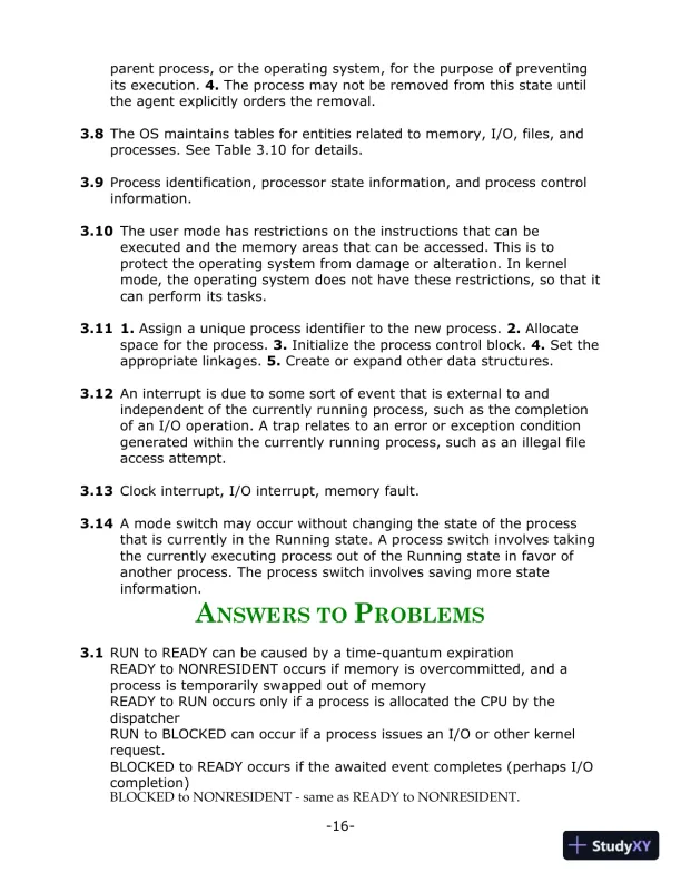 Solution Manual for Operating Systems: Internals and Design Principles, 9th Edition - Page 15 preview image