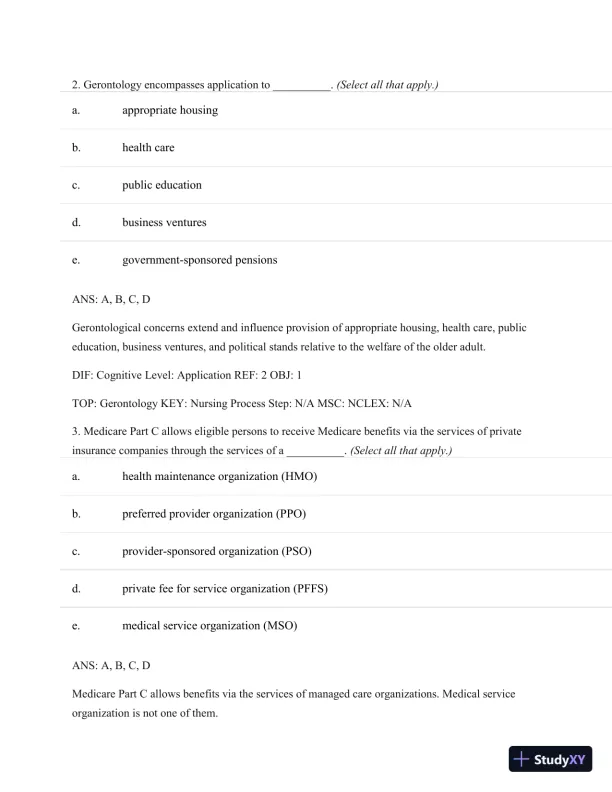 Test Bank For Basic Geriatric Nursing, 5e (Wold, Basic Geriatric Nursing), 5th Edition - Page 14 preview image