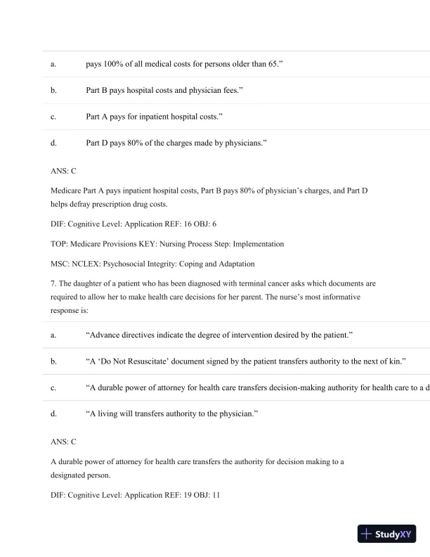 Test Bank For Basic Geriatric Nursing, 5e (Wold, Basic Geriatric Nursing), 5th Edition - Page 5 preview image
