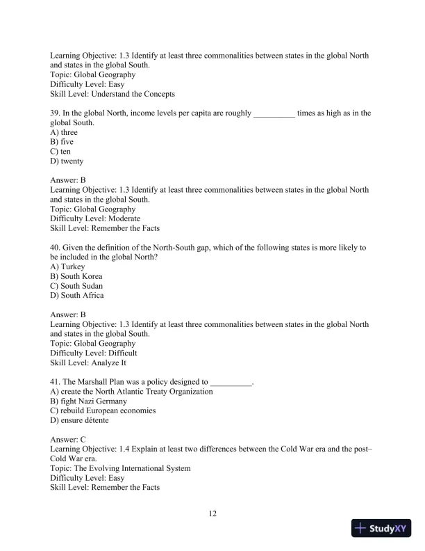 Test Bank for International Relations, Brief Edition, 8th Edition - Page 15 preview image