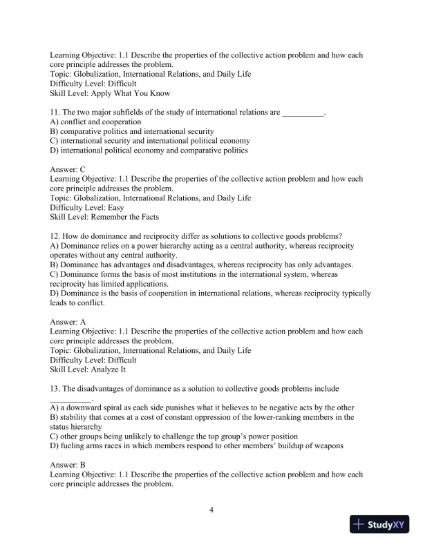 Test Bank for International Relations, Brief Edition, 8th Edition - Page 7 preview image