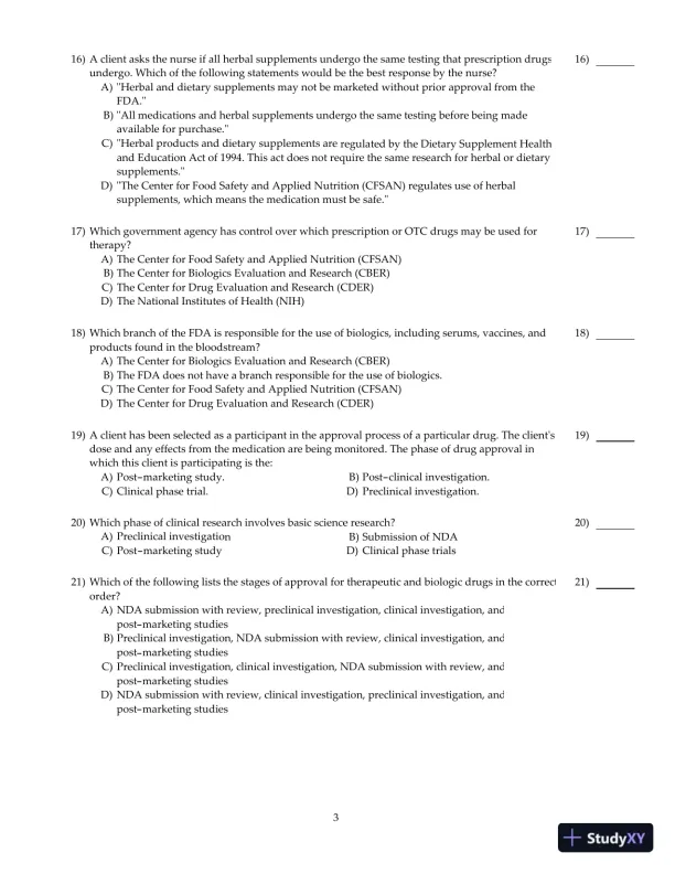 Test Bank For Core Concepts in Pharmacology, 3rd Edition - Page 4 preview image