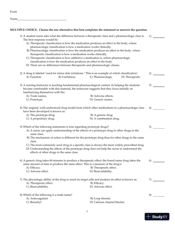 Test Bank For Core Concepts in Pharmacology, 3rd Edition - Page 7 preview image