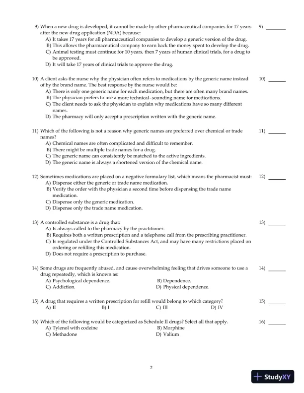 Test Bank For Core Concepts in Pharmacology, 3rd Edition - Page 8 preview image