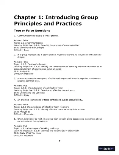 Communicating in Small Groups: Principles and Practices, 12th Edition Test Bank - Page 12 preview image
