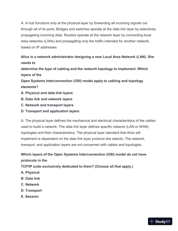2024-2025 NET + n10-008 Practice Exam with Answers (202 Solved Questions) - Page 11 preview image
