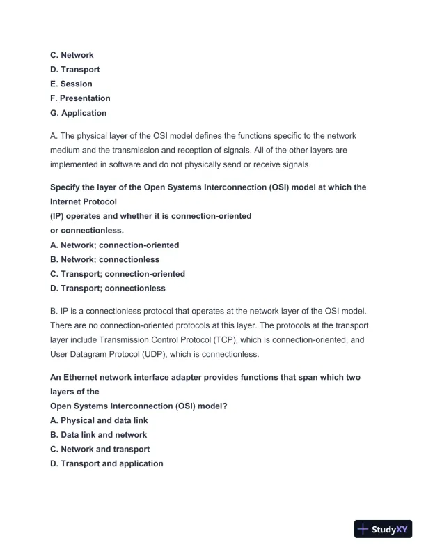 2024-2025 NET + n10-008 Practice Exam with Answers (202 Solved Questions) - Page 15 preview image