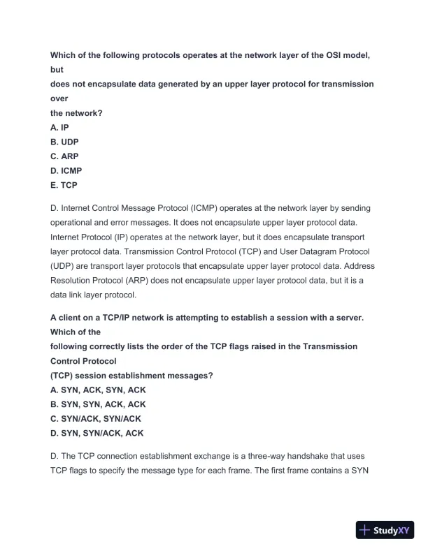 2024-2025 NET + n10-008 Practice Exam with Answers (202 Solved Questions) - Page 17 preview image