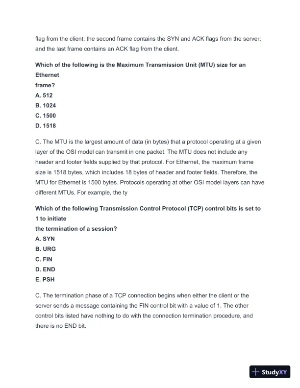 2024-2025 NET + n10-008 Practice Exam with Answers (202 Solved Questions) - Page 18 preview image