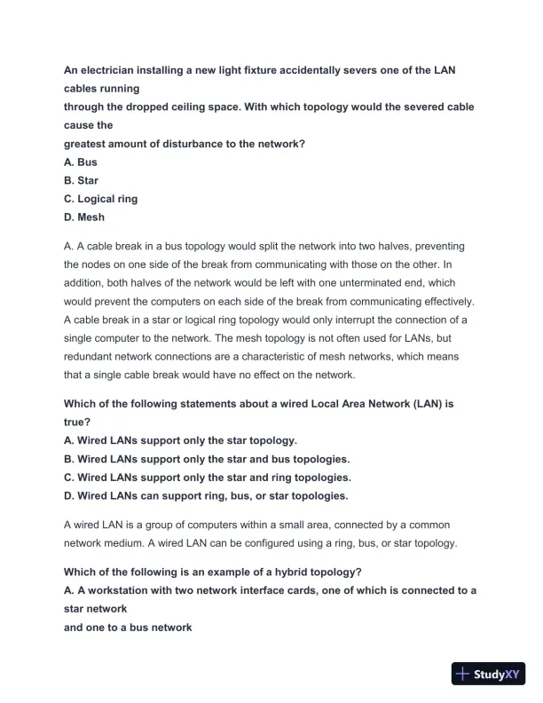 2024-2025 NET + n10-008 Practice Exam with Answers (202 Solved Questions) - Page 19 preview image