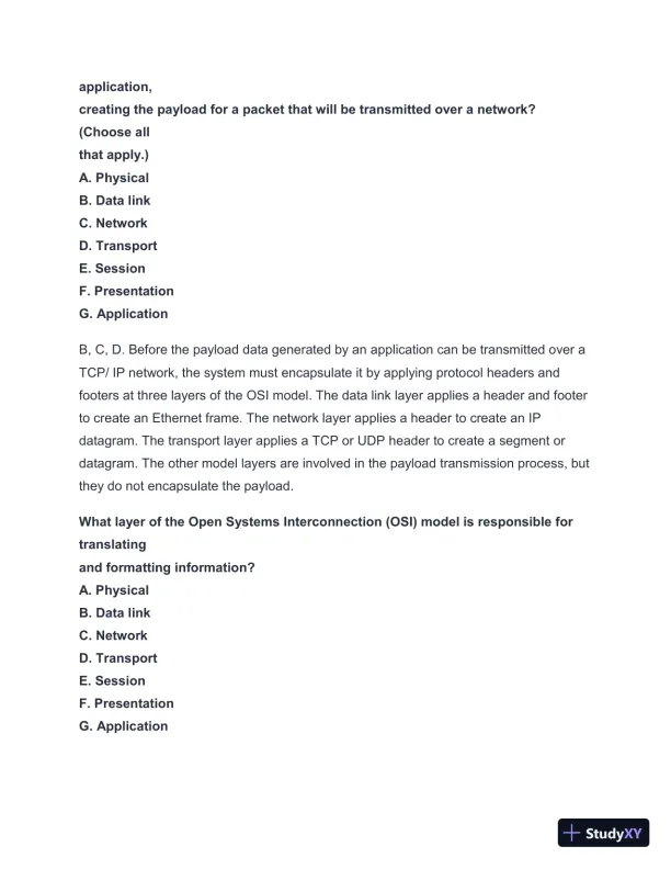 2024-2025 NET + n10-008 Practice Exam with Answers (202 Solved Questions) - Page 4 preview image