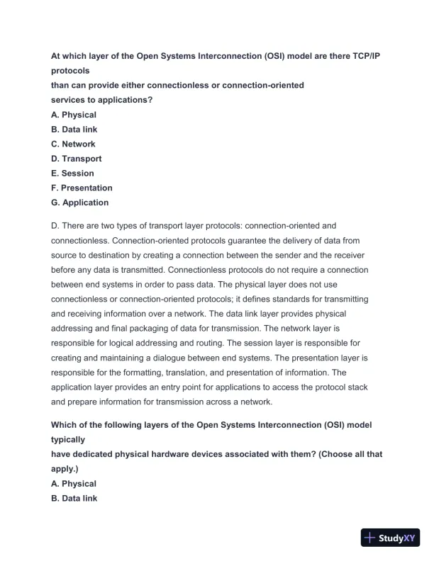 2024-2025 NET + n10-008 Practice Exam with Answers (202 Solved Questions) - Page 7 preview image