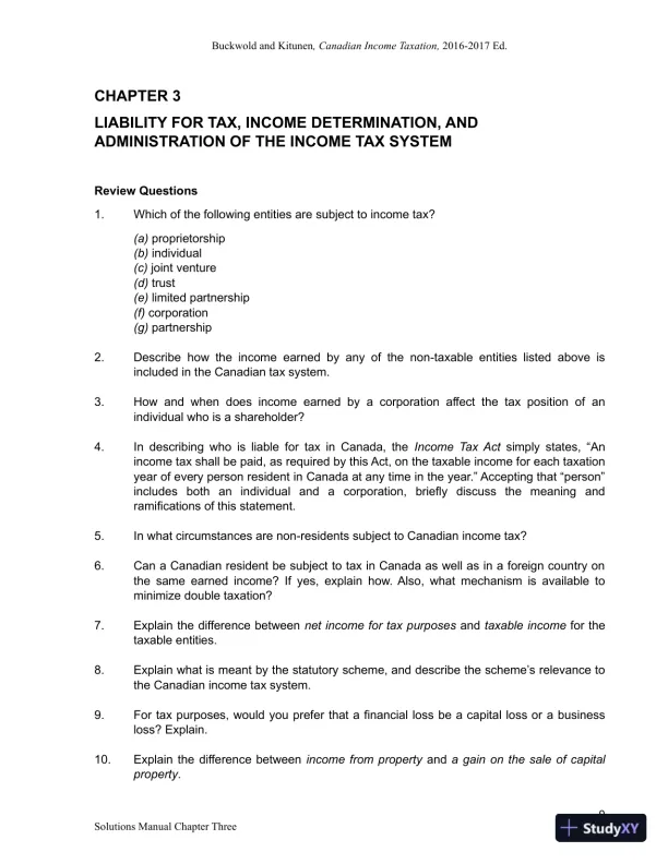 Canadian Income Taxation 2016/2017 Edition Solution Manual - Page 10 preview image
