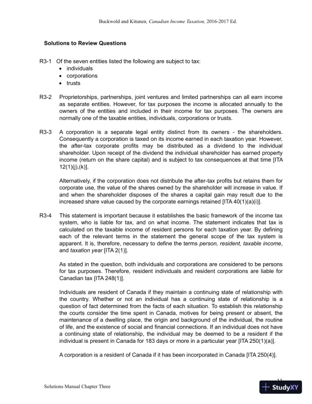 Canadian Income Taxation 2016/2017 Edition Solution Manual - Page 12 preview image