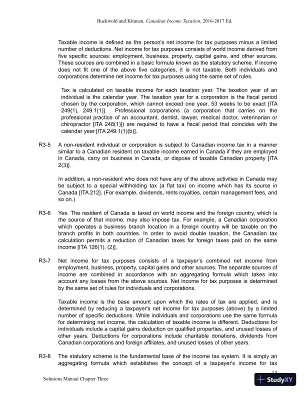 Canadian Income Taxation 2016/2017 Edition Solution Manual - Page 13 preview image