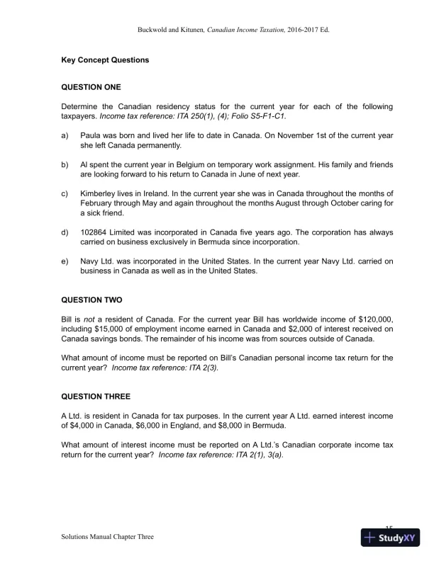 Canadian Income Taxation 2016/2017 Edition Solution Manual - Page 16 preview image