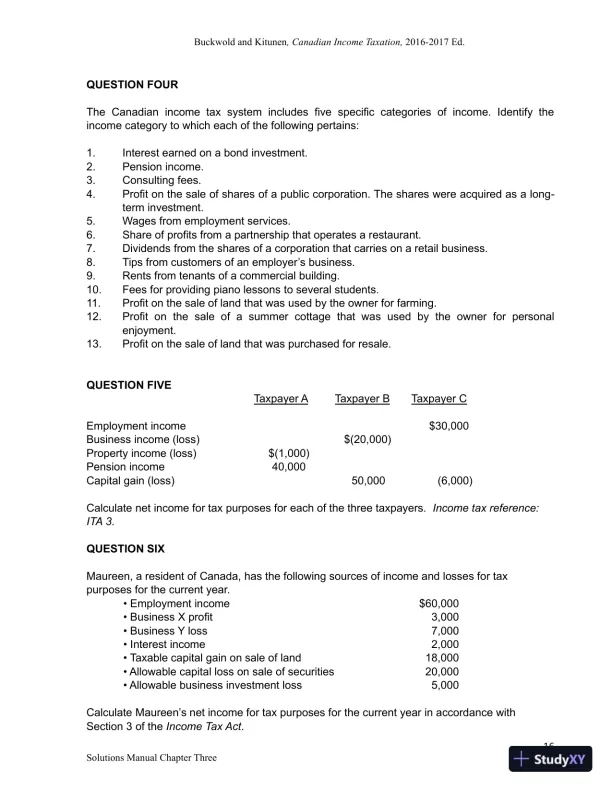 Canadian Income Taxation 2016/2017 Edition Solution Manual - Page 17 preview image