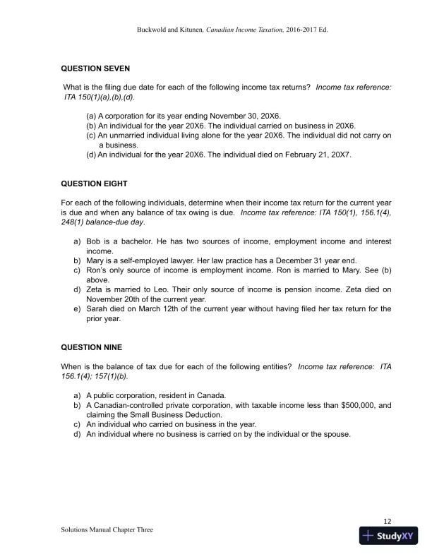 Canadian Income Taxation 2016/2017 Edition Solution Manual - Page 18 preview image