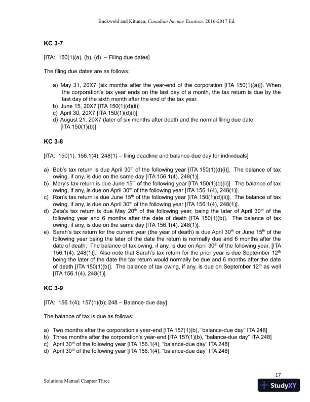 Canadian Income Taxation 2016/2017 Edition Solution Manual - Page 23 preview image
