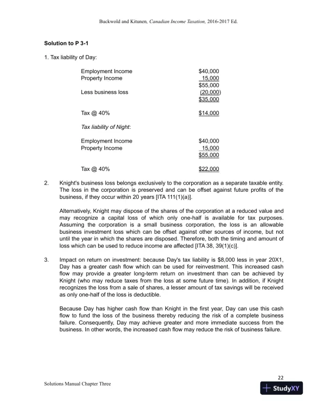 Canadian Income Taxation 2016/2017 Edition Solution Manual - Page 28 preview image