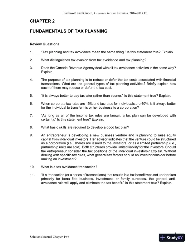 Canadian Income Taxation 2016/2017 Edition Solution Manual - Page 4 preview image