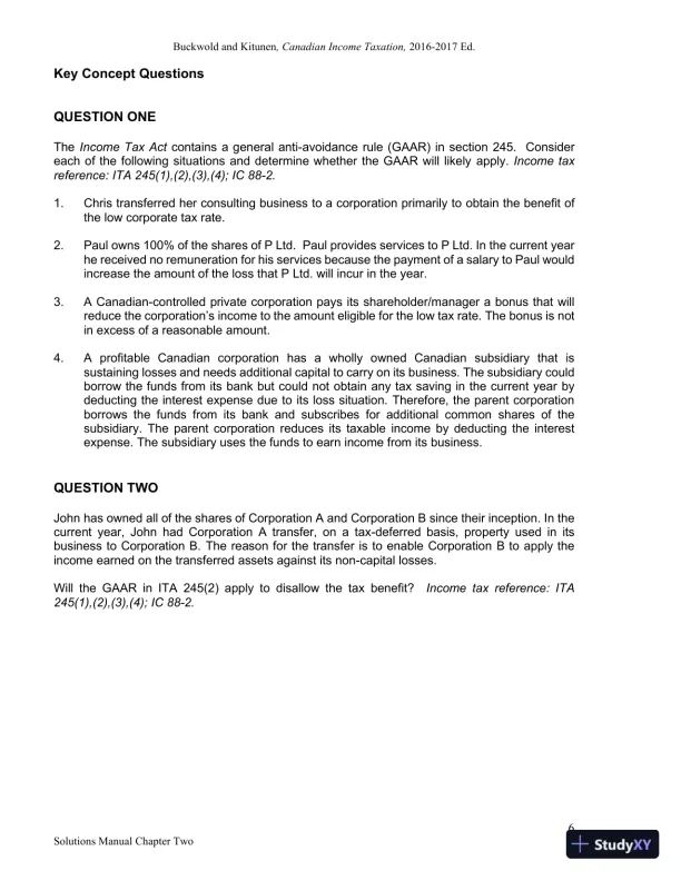 Canadian Income Taxation 2016/2017 Edition Solution Manual - Page 7 preview image