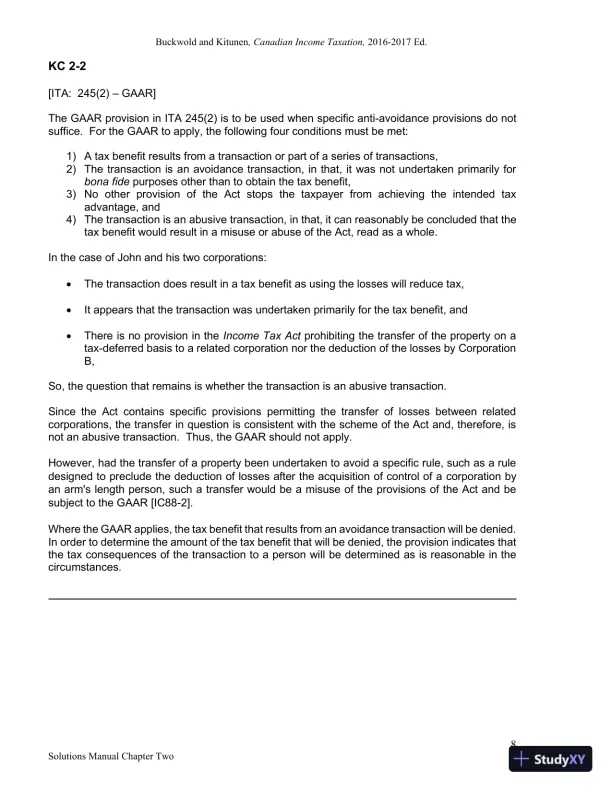 Canadian Income Taxation 2016/2017 Edition Solution Manual - Page 9 preview image