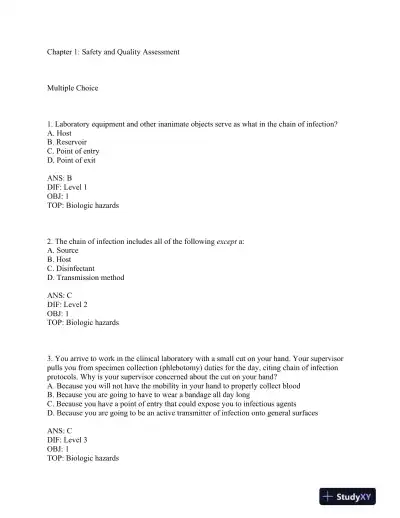 Test Bank For Urinalysis and Body Fluids, 6th Edition - Page 1 preview image