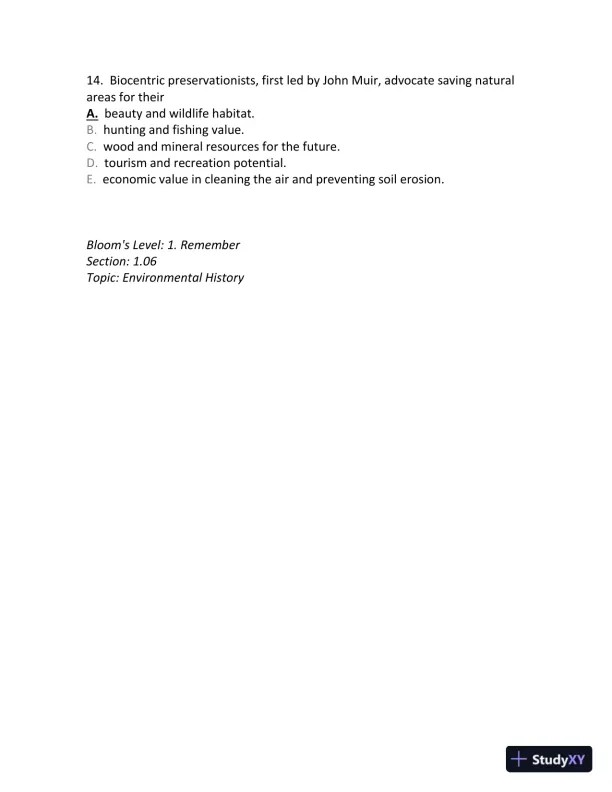 Principles of Environmental Science: Inquiry and Applications, 6th Edition Test Bank - Page 10 preview image