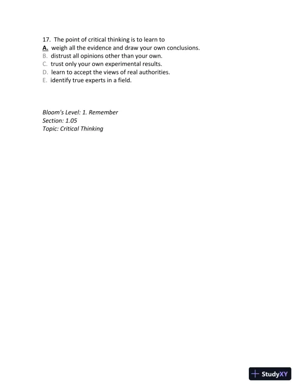 Principles of Environmental Science: Inquiry and Applications, 6th Edition Test Bank - Page 12 preview image