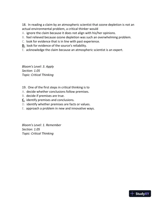 Principles of Environmental Science: Inquiry and Applications, 6th Edition Test Bank - Page 13 preview image