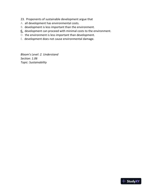 Principles of Environmental Science: Inquiry and Applications, 6th Edition Test Bank - Page 16 preview image