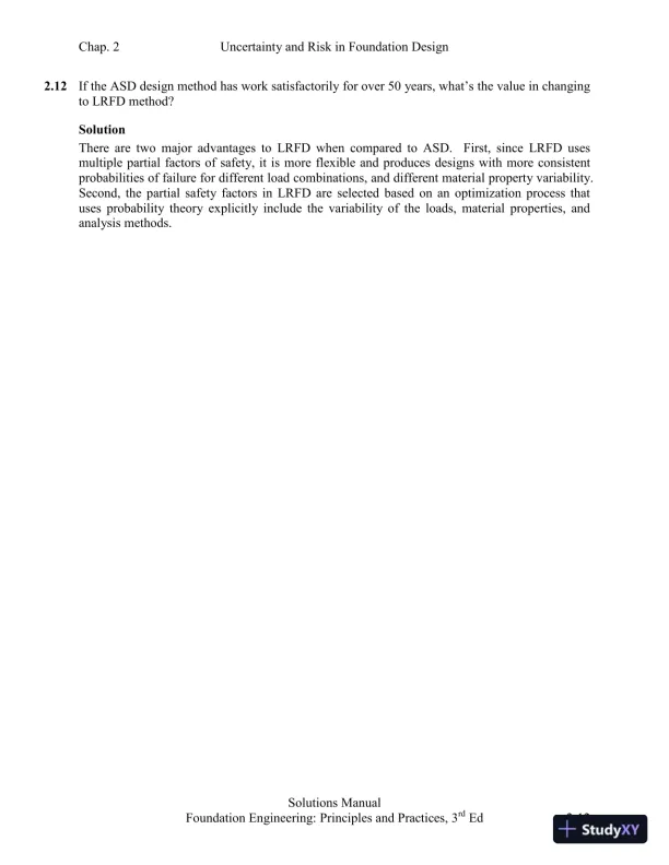 Solution Manual for Foundation Design: Principles and Practices, 3rd Edition - Page 13 preview image