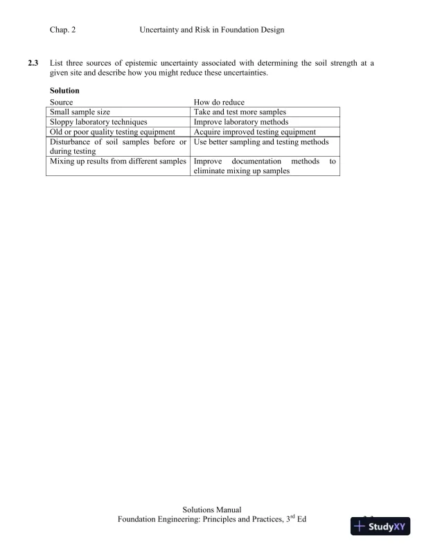 Solution Manual for Foundation Design: Principles and Practices, 3rd Edition - Page 4 preview image