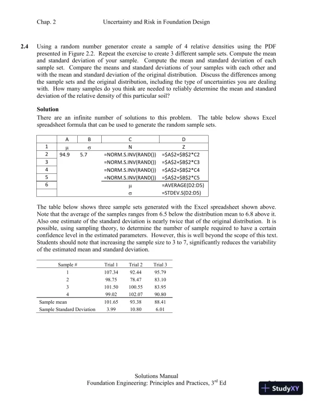 Solution Manual for Foundation Design: Principles and Practices, 3rd Edition - Page 5 preview image