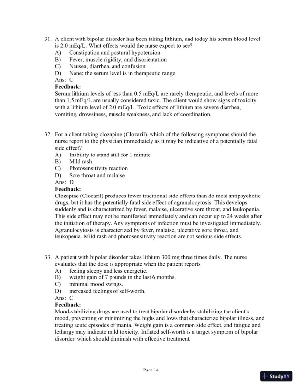 Test Bank for Psychiatric-Mental Health Nursing, 8th Edition (Chapters 1-24) - Page 27 preview image