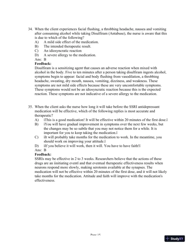 Test Bank for Psychiatric-Mental Health Nursing, 8th Edition (Chapters 1-24) - Page 28 preview image