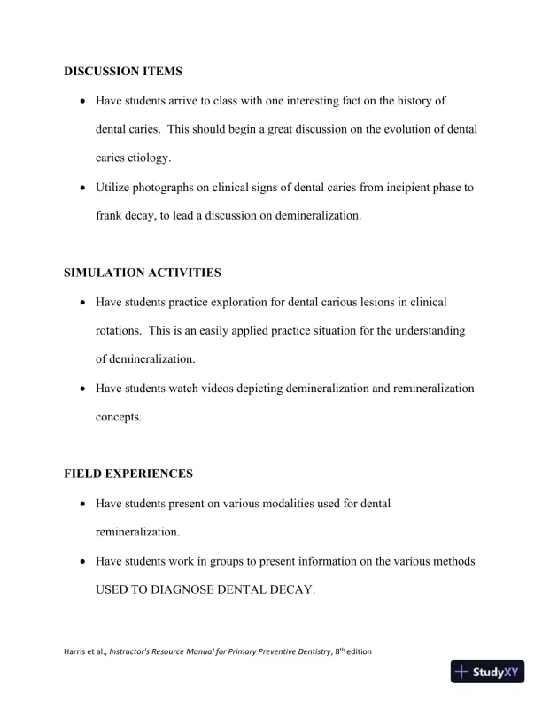 Class Notes for Primary Preventive Dentistry, 8th Edition - Page 18 preview image