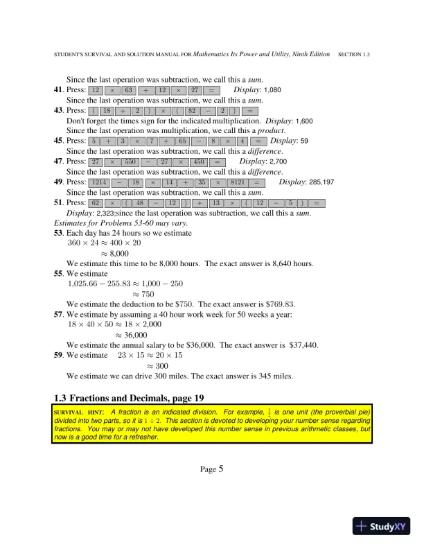 Solution Manual for Mathematics: Its Power and Utility, 10th Edition - Page 10 preview image