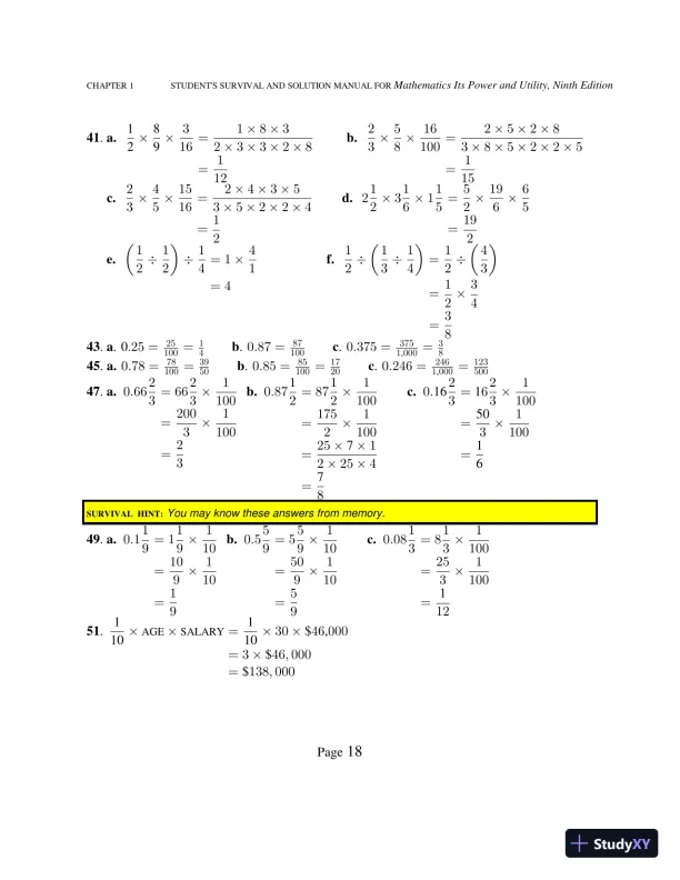 Solution Manual for Mathematics: Its Power and Utility, 10th Edition - Page 23 preview image