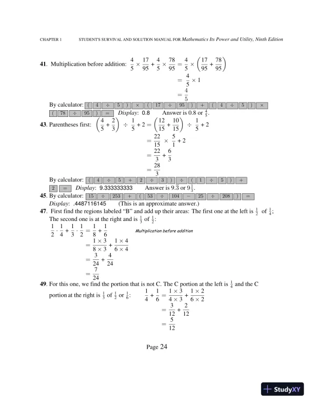 Solution Manual for Mathematics: Its Power and Utility, 10th Edition - Page 29 preview image