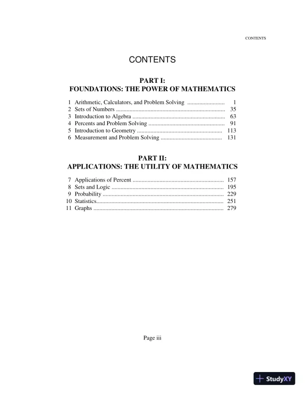 Solution Manual for Mathematics: Its Power and Utility, 10th Edition - Page 3 preview image