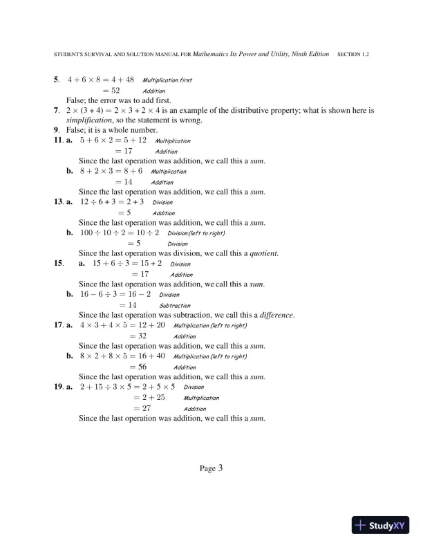 Solution Manual for Mathematics: Its Power and Utility, 10th Edition - Page 8 preview image