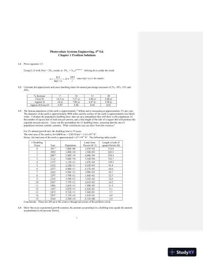 Solution Manual for Photovoltaic Systems Engineering, 4th Edition - Page 1 preview image