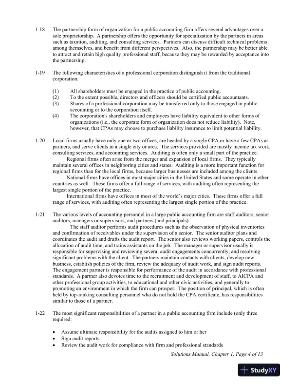 Solution Manual For Principles of Auditing and Other Assurance Services, 21st Edition - Page 5 preview image