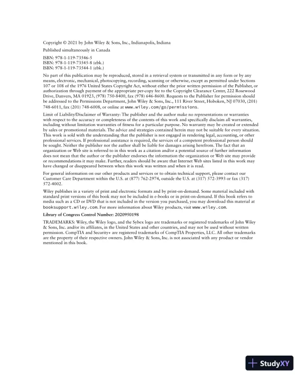 Comptia Security+ Practice Tests : exam sy0-601, 2nd Edition (2021) - Page 9 preview image