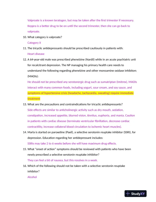 2017 PHARM-615 Pharmacology Practice Exam With Answers (88 Solved Questions) - Page 3 preview image