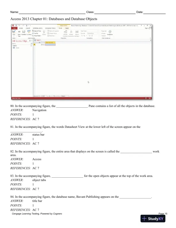 Enhanced Microsoft Access 2013: Comprehensive 1st Edition Test Bank - Page 16 preview image